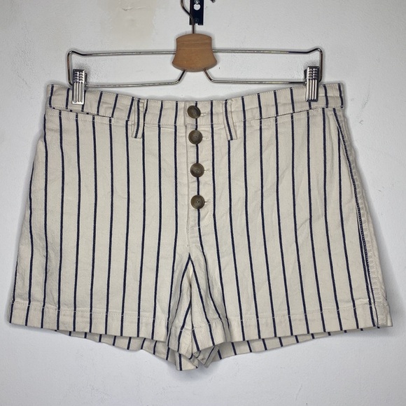 Madewell high Rise Emmett Button-Front Stripe Shorts Size 30 - Picture 3 of 13